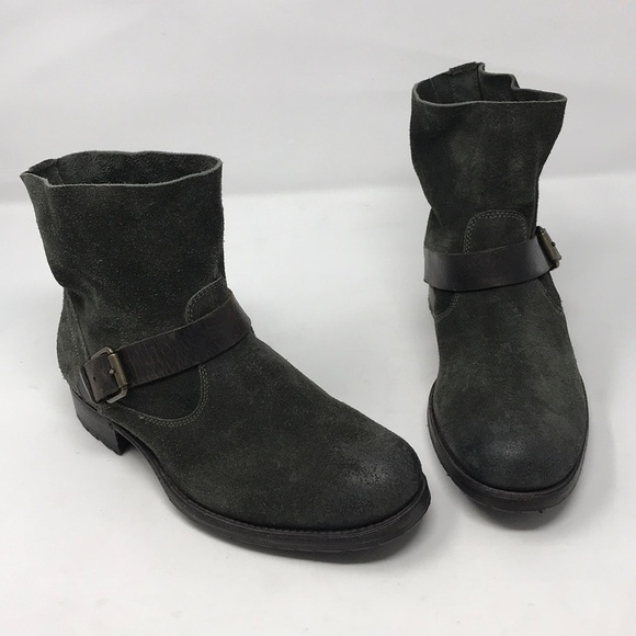 n.d.c. Olive Green Suede Moto Ankle Boots - Picture 1 of 8
